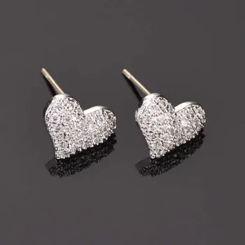 

Heart peach earrings personality wild heart-shaped zircon earrings