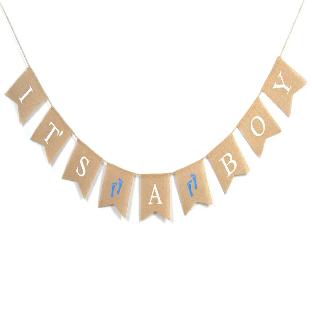 

It Is A Boy Burlap Banner Baby Shower Garland Bunting Flag Party Favor