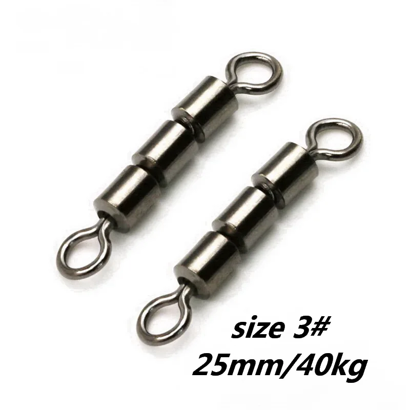 High Speed Treble Rolling Swivels size 3 25mm 40kg Fishing Swivel