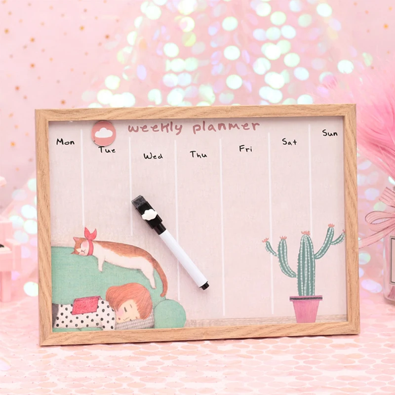 

2019 New Personalized Gift For Kids Creative Memory Board Green Cactus Week Planning Board Erasable Home Decoration Accessories