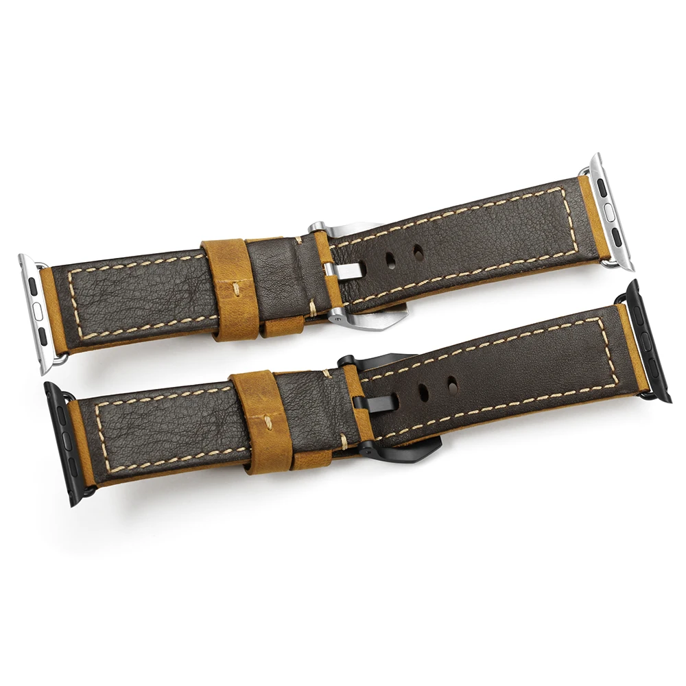 IStrap 42 мм коричневый ремешок ручной работы для iWatch винтажный ремешок из натуральной кожи для Apple Watch Series 3/2/1