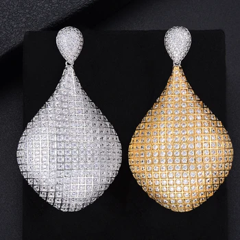 

missvikki Trendy Shiny Full Cubic Zirconia Big Water Drop Pendant Earrings Luxury symbol Brand Jewelry Fashion Women Gift