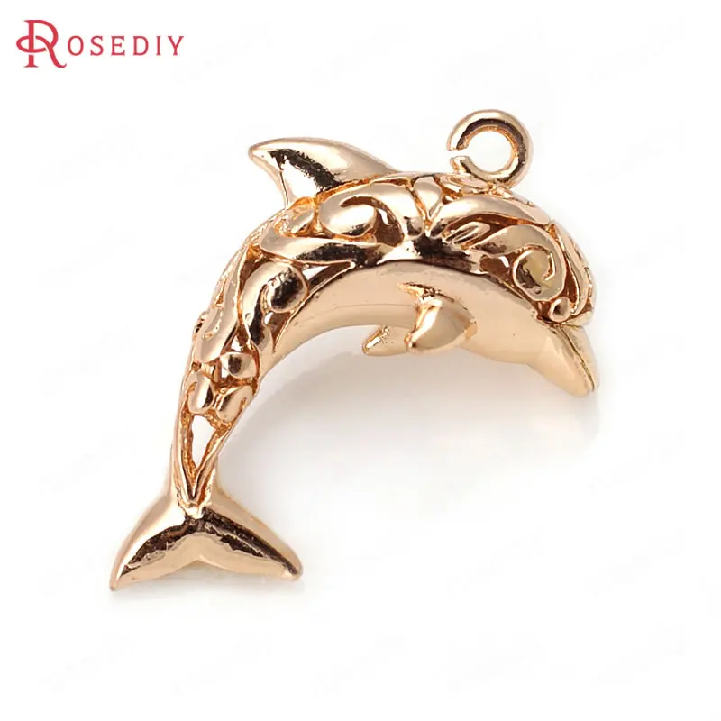 

6PCS 30*20mm 24K Champagne Gold Color Plated Brass Dolphin Charms Pendants High Quality Diy Jewelry Accessories