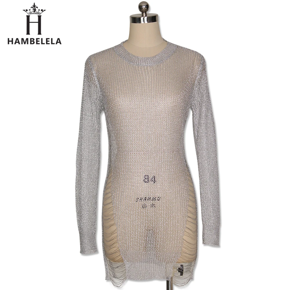 Hambelela Women Sexy Crochet Mini Dress Knitted Bodice with Shred Detail Long Sleeve O-Neck 2017 Latex Sexy Ladies Sweater Dress (6)