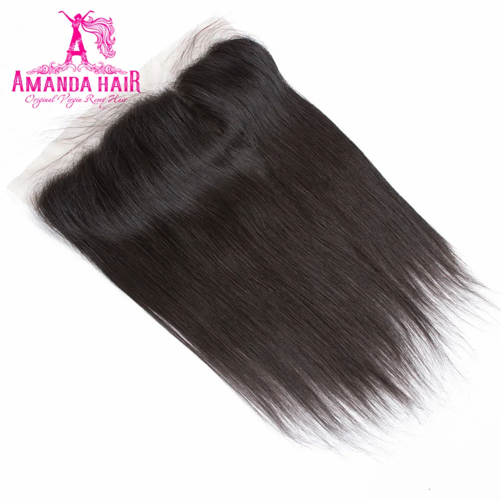 

Amanda Ear To Ear 13x4 Lace Frontal Brazilian Straight Closure Free Part Natural Color Remy Human Hair Closure with Baby Hair