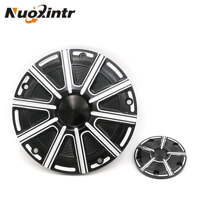 Nuoxintr Motorcycle Black CNC Timer Cover Point For Motorcycle Harley 1999-16 Double Cam (Except 16