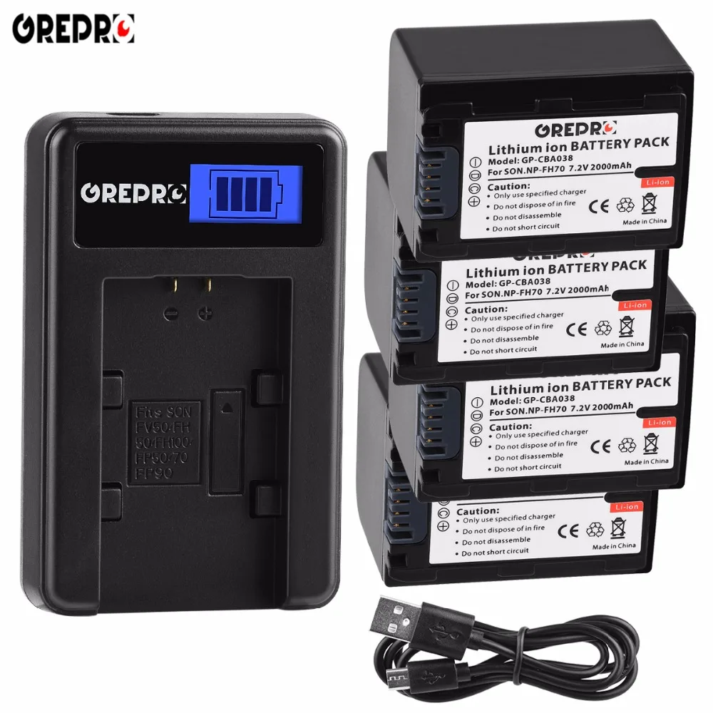 

4pcs NP-FH70 NP FH70 NPFH70 Battery+LCD Charger for Sony FH50 FH100 A230 A330 A290 A380 DSC-HX1 HX100 HX100V HDR-TG SR82 CX100