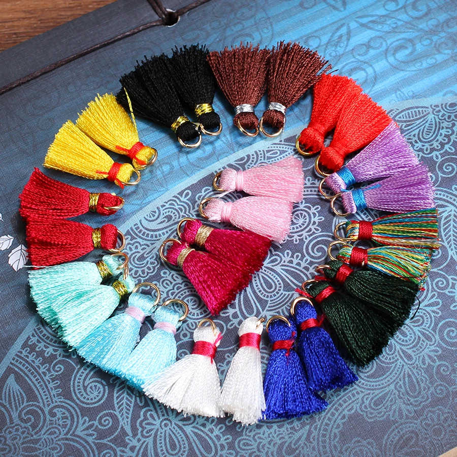 

20pc/lot L23mm Mini Small Thread Polyester Silk Tassels Findings Colorful Charms For Diy Earrings Jewelry Making Fringe Supplies