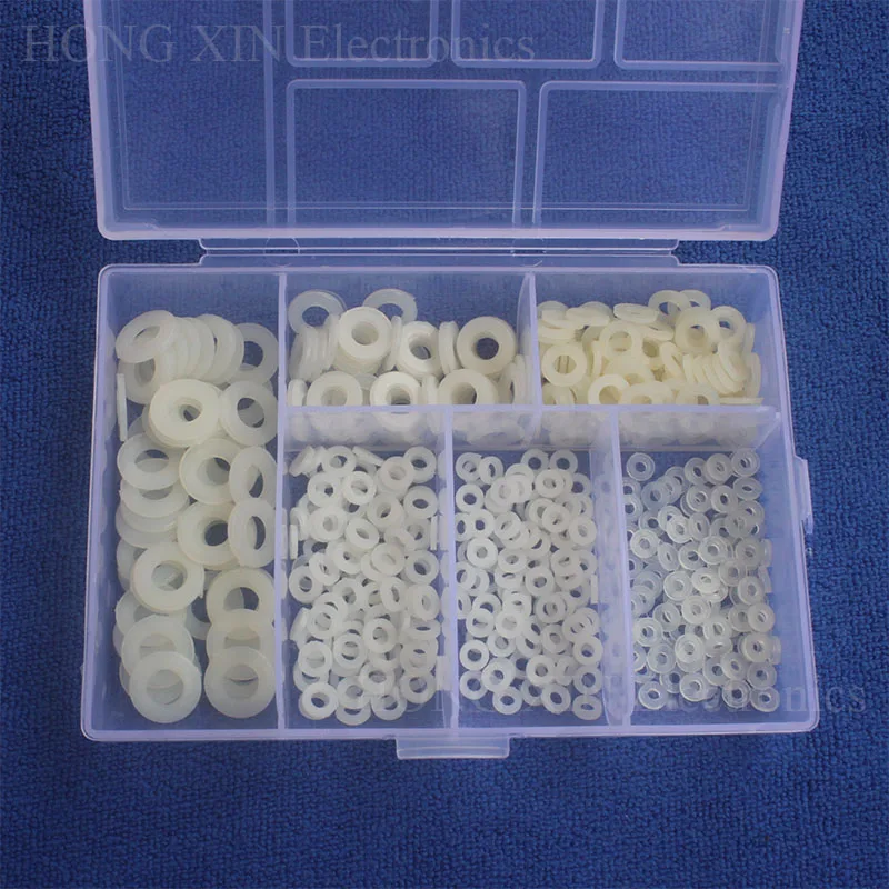 

500Pcs M2 M2.5 M3 M4 M5 M6 White Plastic Nylon Washer Flat Spacer Washer Seals Gasket Ring 6 Sizes