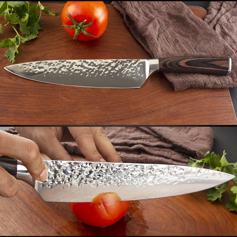 Острые кухонные ножи Santoku 7Cr17Mov шеф повара из нержавеющей стали 8 дюймов