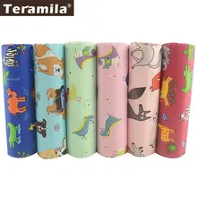 TERAMILA 40x50 centímetros Animal Dos Desenhos Animados Projeto 6 PCS Tecido 100% Algodão Quilting Capa de Almofada Travesseiro Pano de Costura DIY decoração de casa