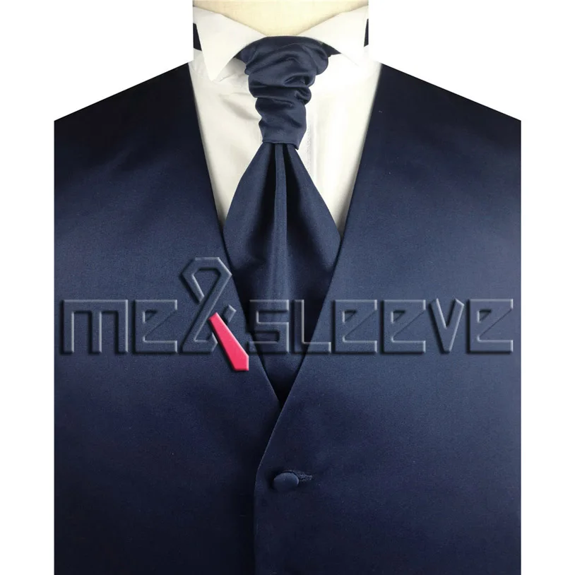 Горячая Распродажа Бесплатная доставка обычный темно-платья (жилет + ascot галстук + запонки + платок)