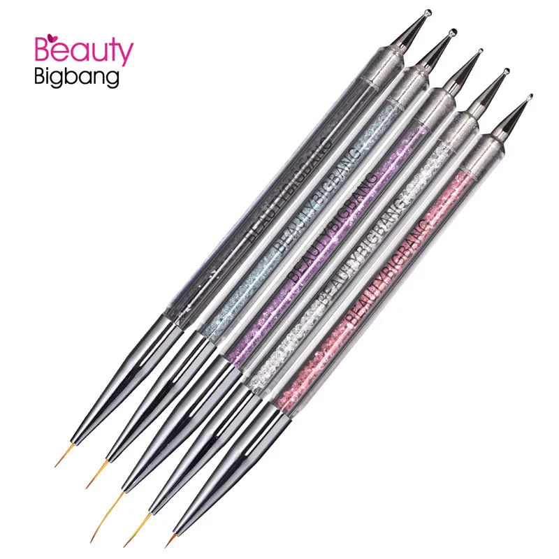 BeautyBigBang, 5 шт., кисть для дизайна ногтей, 2 способа, УФ-гель, акриловая кисть для рисования, лайнер, цветок, стразы, инструмент для маникюра, ручка для раскрашивания ногтей