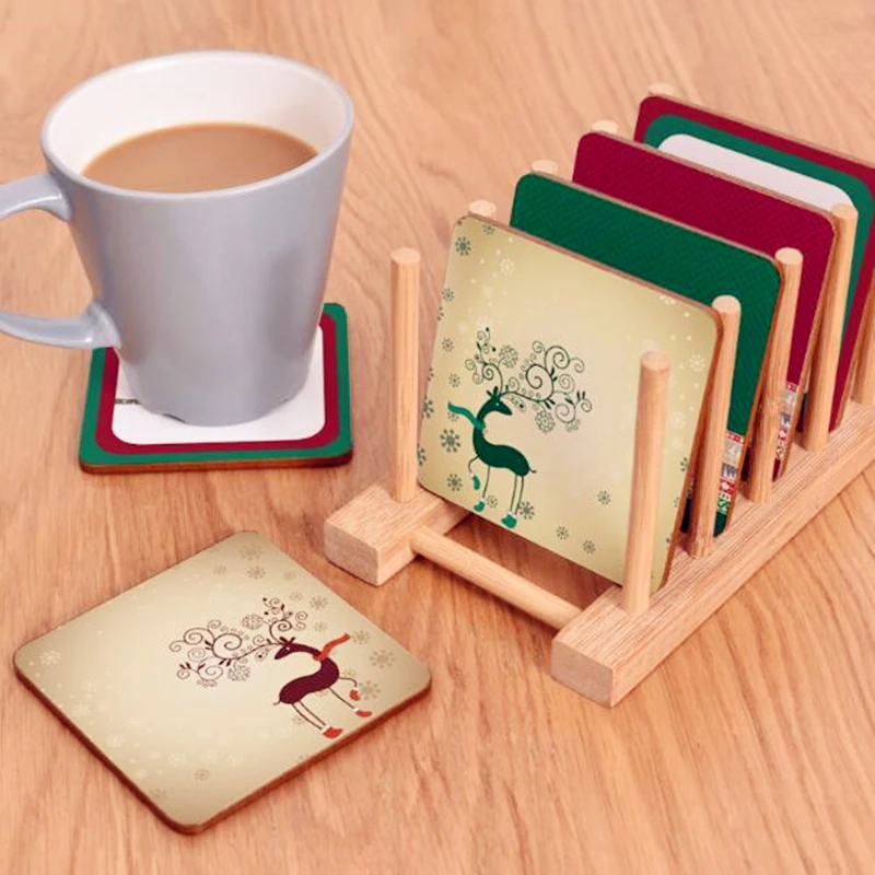 

CFen A's 1pc High Quality Wooden Coasters drink Cup Mat placemat Coasters Holder Pad Tea coffee drink Coasters hand painted