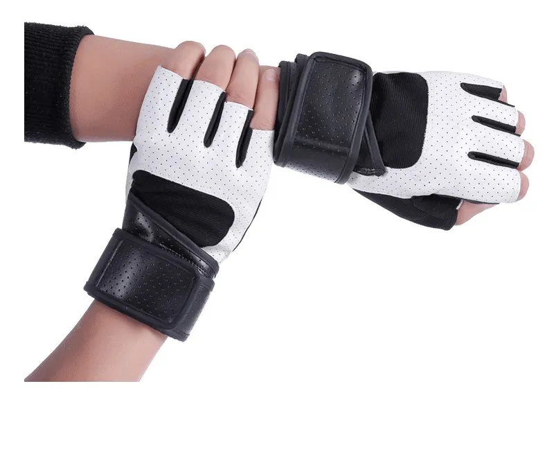 Кожаные перчатки для тяжелой атлетики пол пальца тренировочные перчатки, поддержка запястья дышащий гантели для тренажерного зала Спортивная Фитнес перчатки