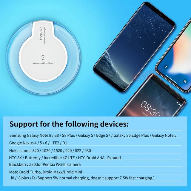 GETIHU Qi Wireless Charger Charging Dock For iPhone X 8 Samsung Galaxy S7 S8 S6 For iPhone 5 5S 6 6S 7 Plus Mobile Phone Charge