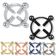 Пара стальных круглых не-пирсинг для соска щит кольца смешанные цвета поддельные пирсинг сосков Регулируемые кольца для сосков ювелирные изделия сексуальные женские