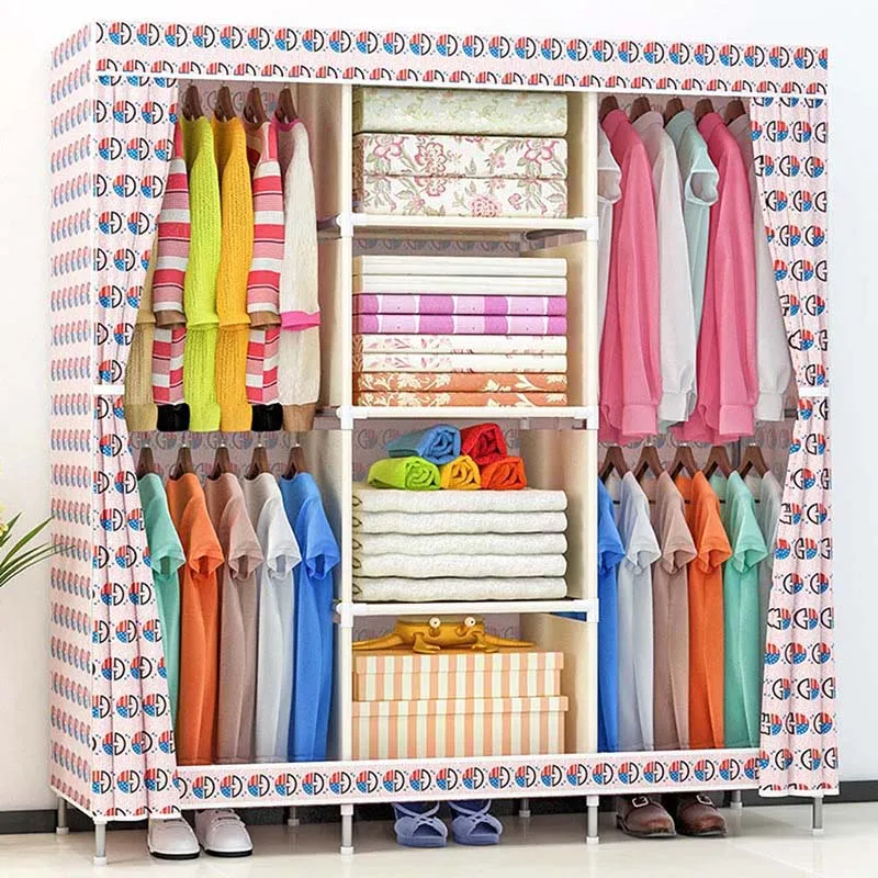 Beautiful and generous folding wardrobe reinforced dustproof wardrobe large capacity storage cloth cabinet home furniture Beautiful and generous folding wardrobe reinforced dustproof wardrobe large capacity storage cloth cabinet home furniture