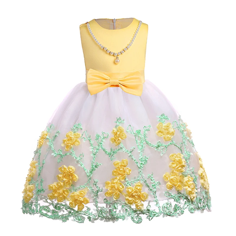 

Cotton Lining Baby Girls Dress For Girls Wedding Party Dresses Kids Princess Summer Dress Children Girls Clothing With Necklace