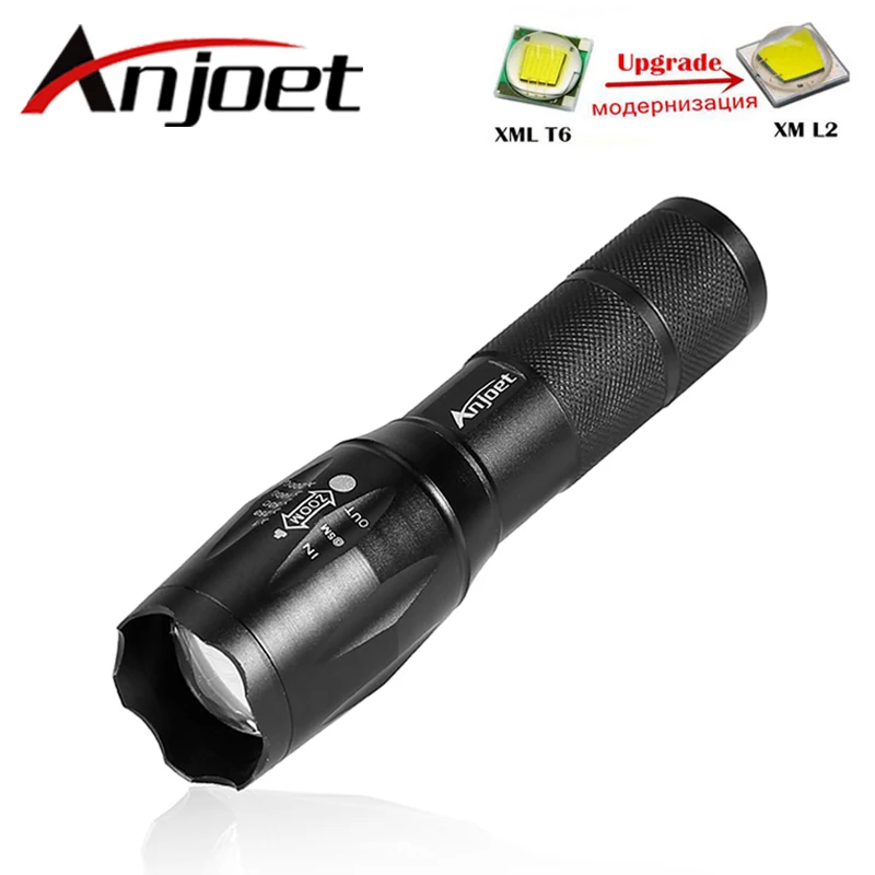 Anjoet Портативный светодиодный фонарик факел фонарик с функцией зума 8000LM CREE XM-L 2 светодиодный 5 режимов для 18650 или 3xaaa Батарея