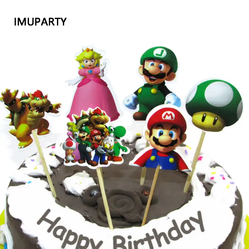 24 個スーパーマリオカップケーキトッパー誕生日パーティーの装飾子供アダルトゲームイベントパーティーケーキ装飾用品 ケーキデコレーション用品 Aliexpress