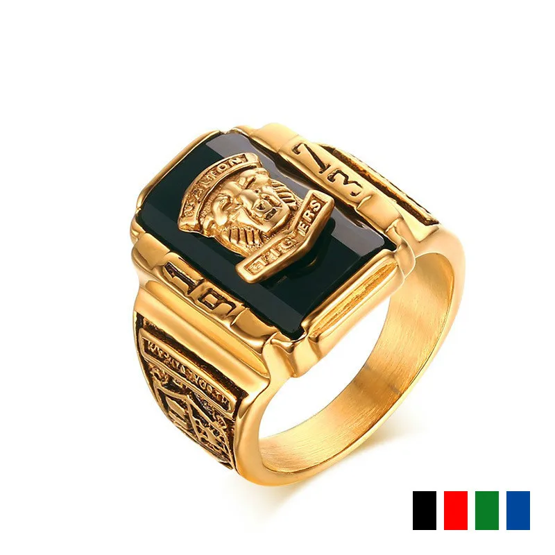

Vintage Ring Men Size 7-15# Gold Tone Stainless Steel Rhinestone 1973 Walton Tigers Signet Rings Male Jewelry Anillos Hombre