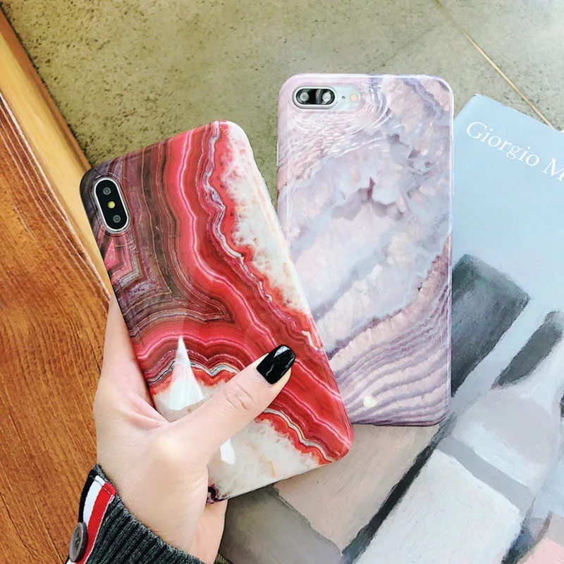 Red agate marble pattern phone case for ipone XS Max XR 7 8 6 6s 7