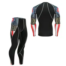 MMA лучший мужской компрессионный набор S-4XL легинсы для тренировок фитнес костюм для спортивных упражнений рубашки с длинными рукавами спортивный костюм Рашгард комплект