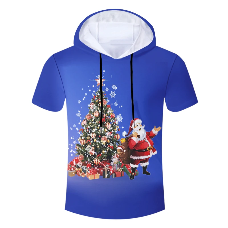 CJLM список мужские Костюмы 3D с принтом Рождественская елка и Санта Клаус Цветной Повседневное человек большой Размеры футболка с капюшоном - Цвет: Christmas Tree