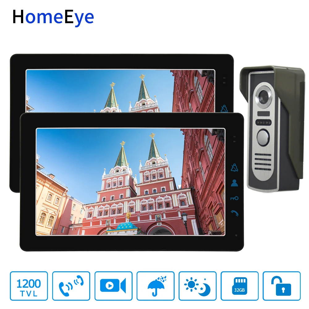 HomeEye 9 дюймов 4 Проводной видео телефон двери внутреннее ночное видение 1200TVL