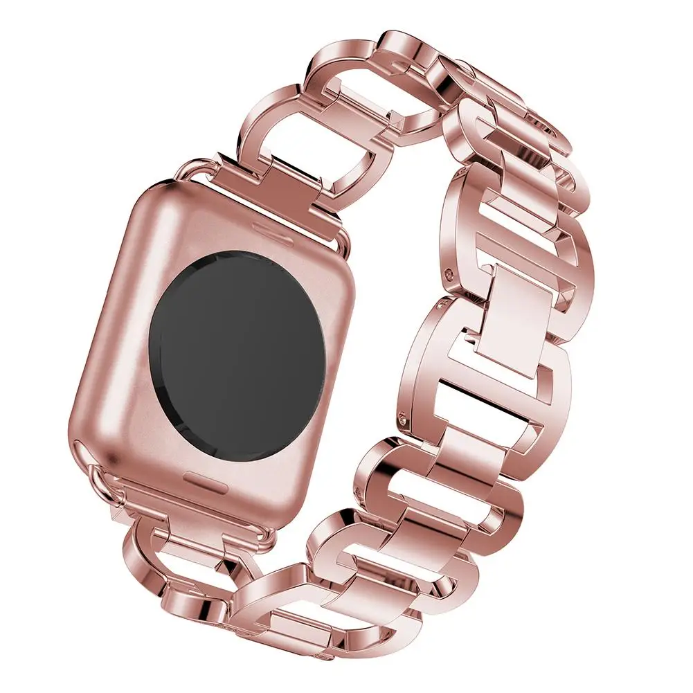 Ремешок из нержавеющей стали, металлические стразы, встроенный браслет, ремешок, подходит для Apple Watch 1/2/3