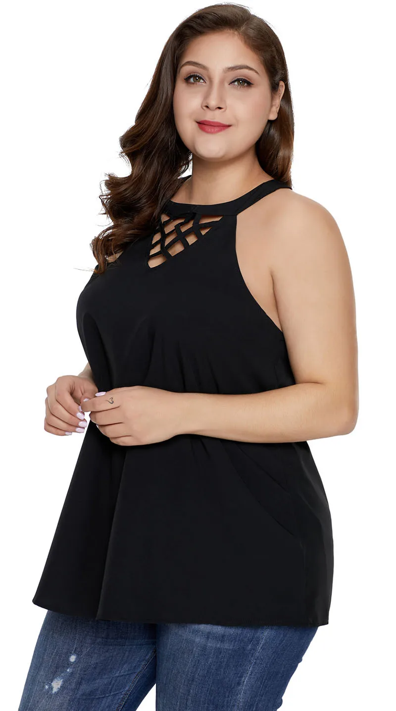Plus-Size-Black-Challis-Goddess-Lattice-Tank-LC251831-2-8