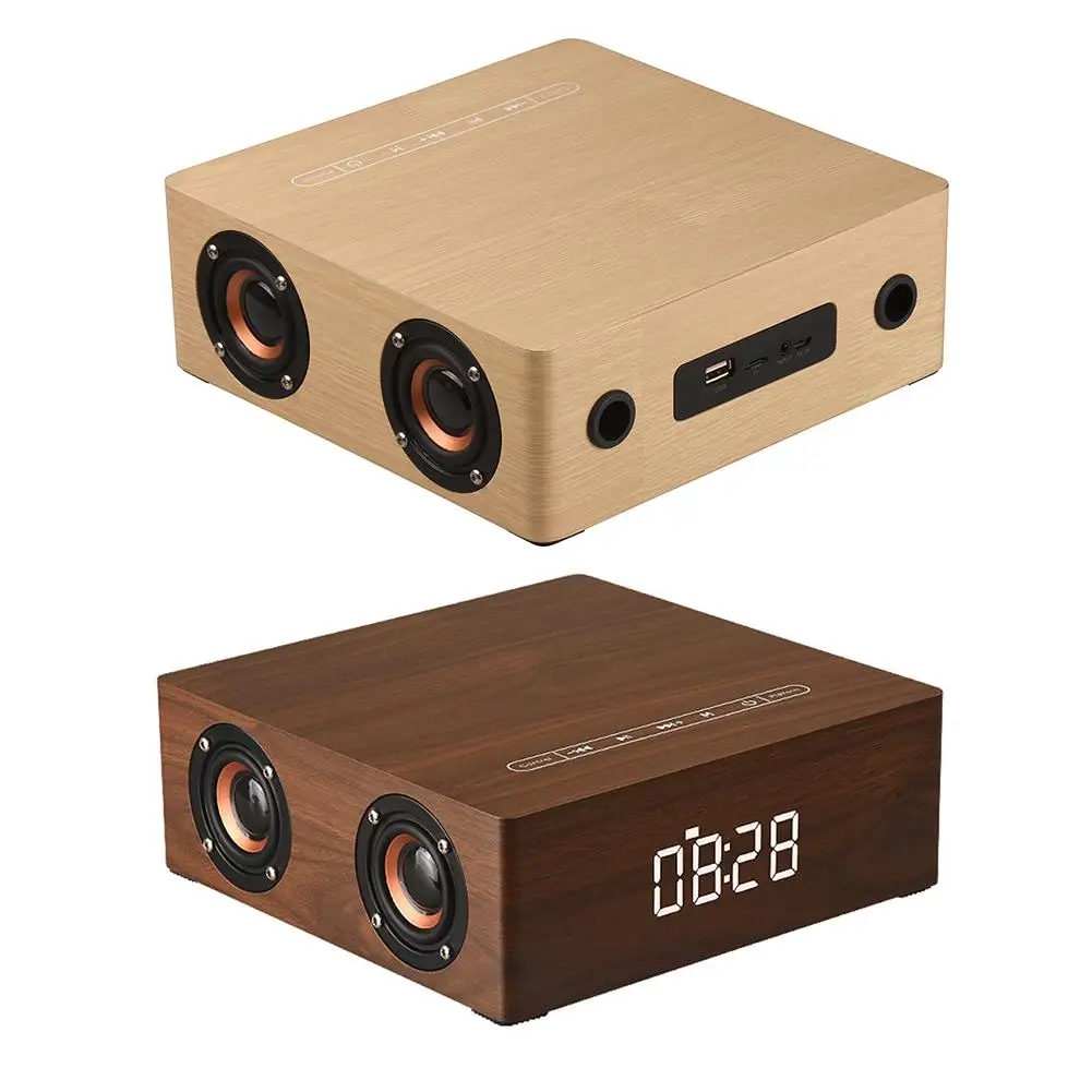 

Wooden Bluetooth Speaker Q5C Clock Version Four Loudspeakers Home Mobile Phone Computer Digital Alarm Clock