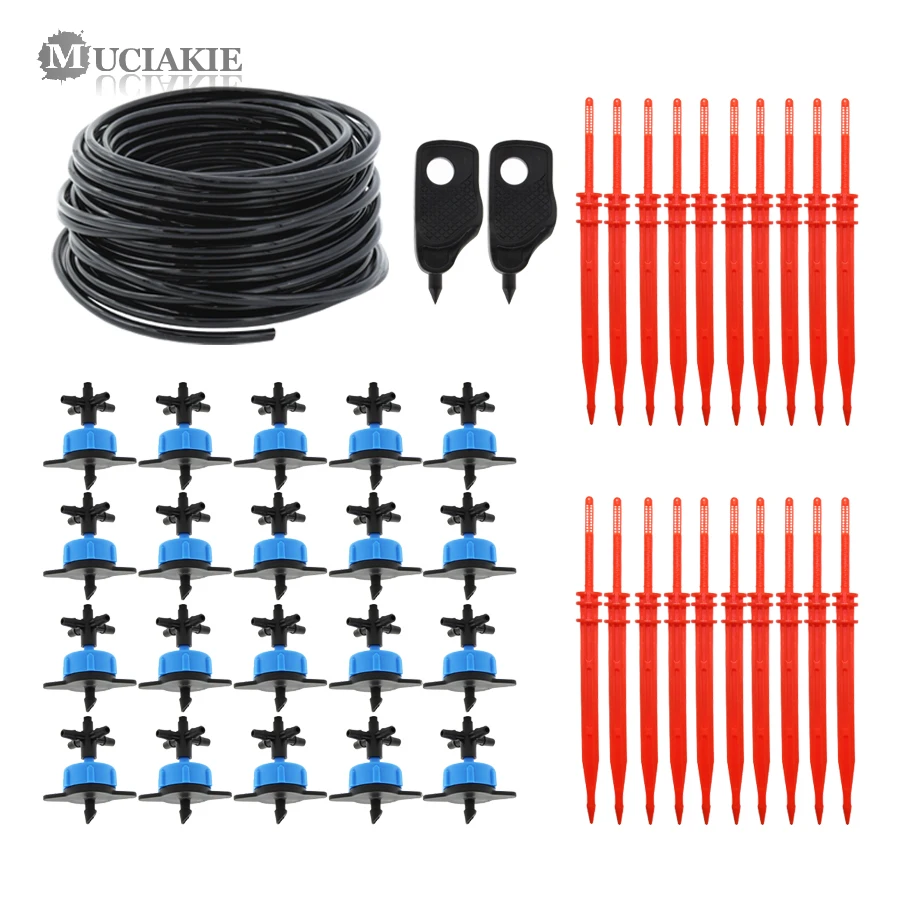 Kaufen MUCIAKIE 50M Micro Drip DIY Automatische Tropf Bewässerung System Gerade Gewächshaus Topf Pfeil 2L 4L 8L 4 Weg tropf Bewässerung kit