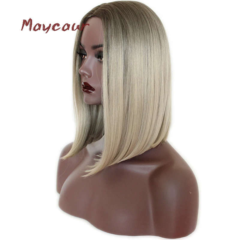 Омбре блонд короткие прямые синтетические волосы парик термостойкие боб парики для женщин Стрижка парик