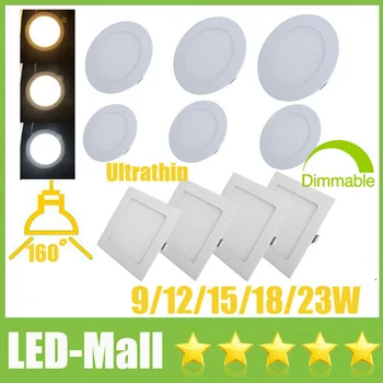 

Ultrathin 9W 12W 15W 18W 23W LED Panel Lights CRI>88 Round /Square Fixture Recessed Ceiling Spot Down Light Lamp Driver 110-240V