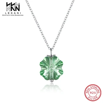

Lucky Clover Green Crystal From Swarovski Pendants Necklaces Romantic Fine Jewelry For Women 925 Sterling Silver Wedding Gifts
