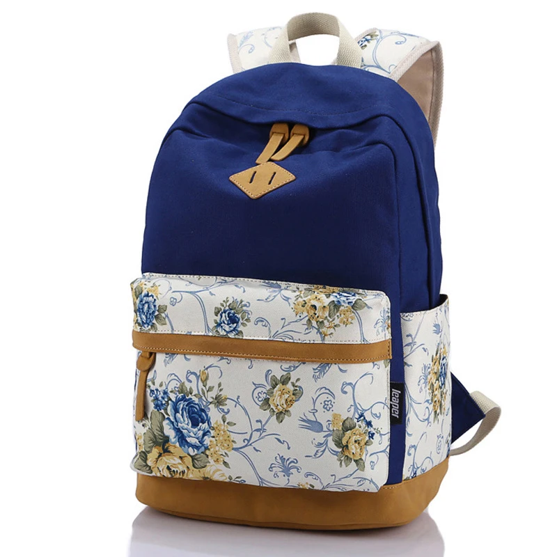 Fashion Backpack Women Canvas Rucksack School Bags for Teenagers Girls School Backpack Mochila Floral Printing Women Backpack