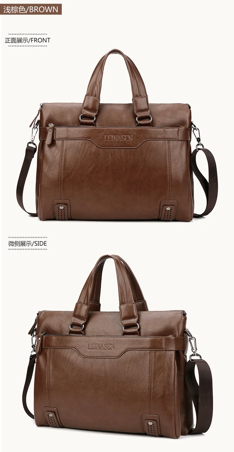 Винтажный Портфель Мужская сумка деловая мужская сумка-мессенджер высокое качество мужской портфель s PU кожаная сумка для ноутбука WBS508