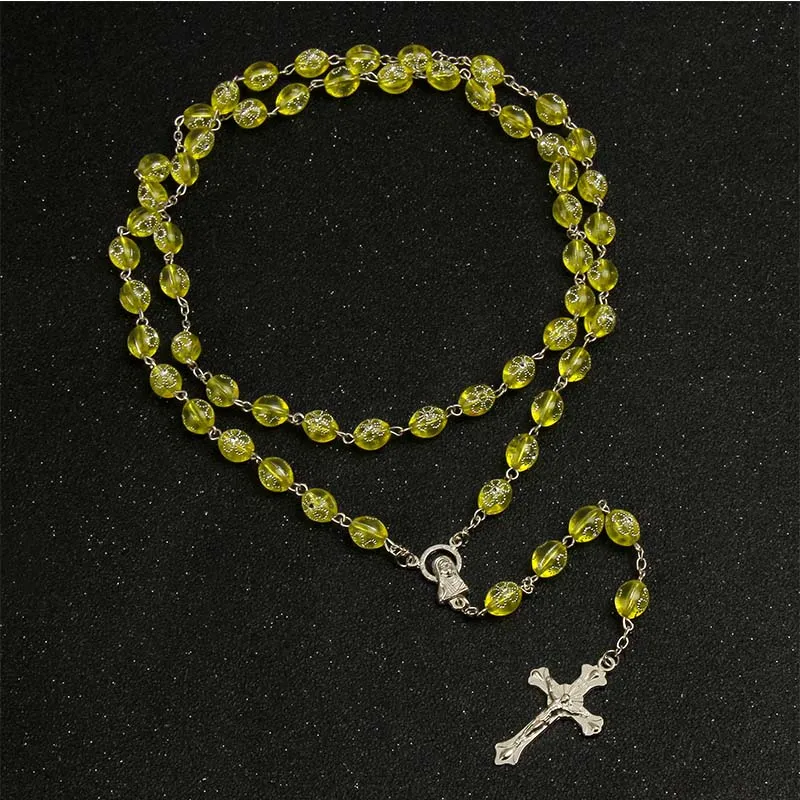 Katolicki kryształ perłowy różaniec katolicki różaniec Premium perłowy krzyż naszyjnik z koralikami krzyż wisiorek religijny naszyjnik