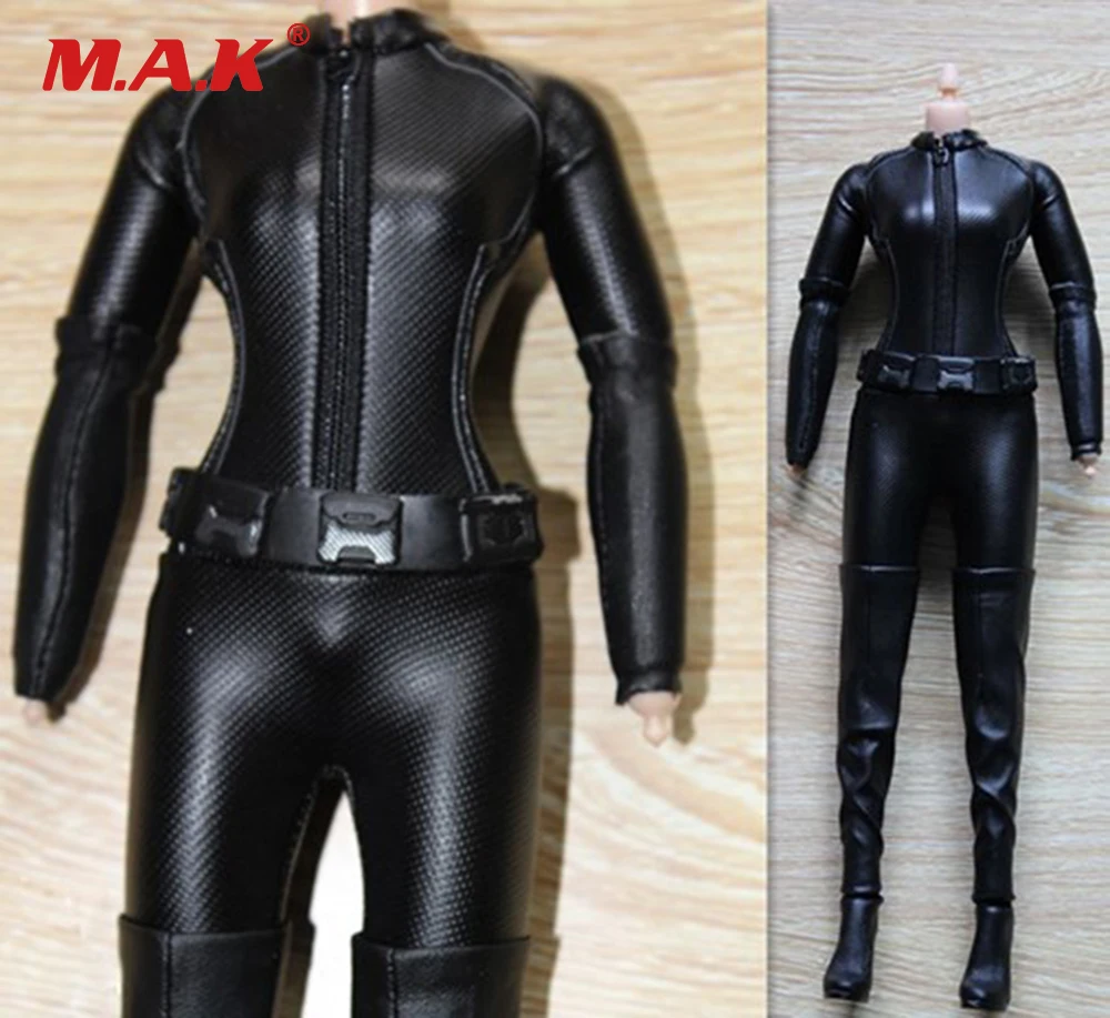 1/6 Scale Female Leather Suit & Long Boots Model Clothes Set Fit HT