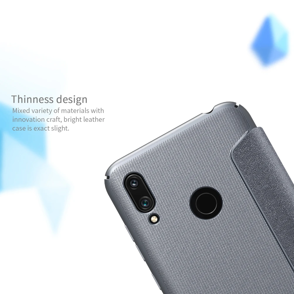 Кожаный чехол Nillkin для Huawei Y7 Prime 2019 и блестящий PU + жесткий пластиковый флип