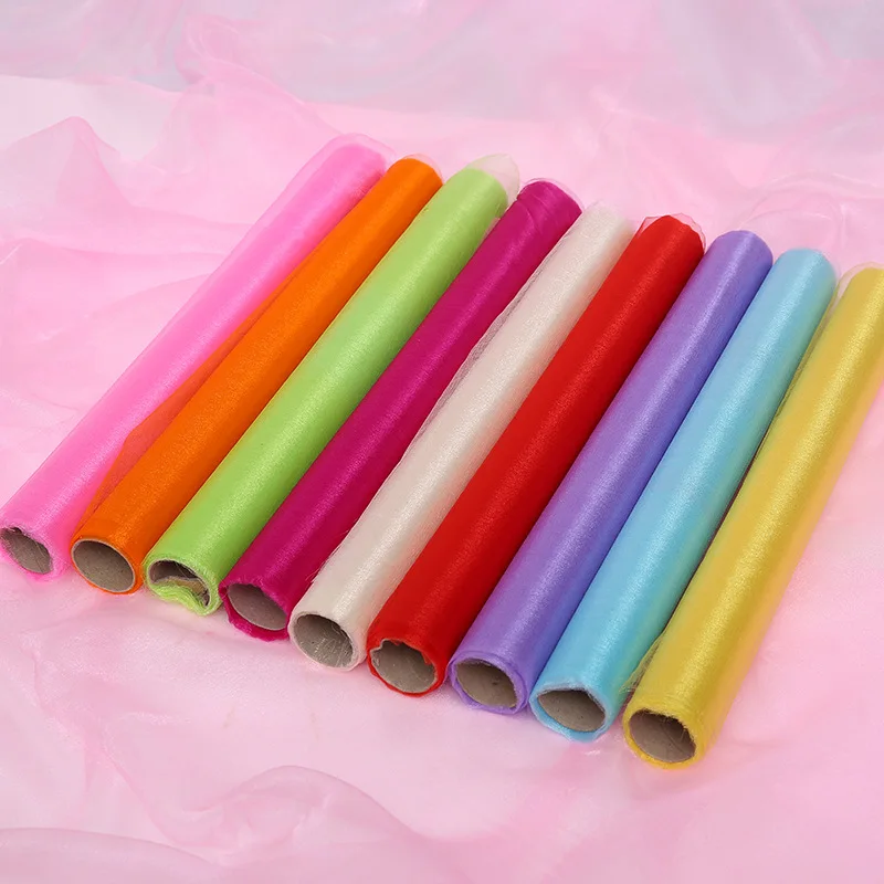 

4.5M/lot 48CM Width Organza Tulle Roll Silk Flower Arches Sheer Crystal Organza Fabric Door Wedding Birthday Party Decoration