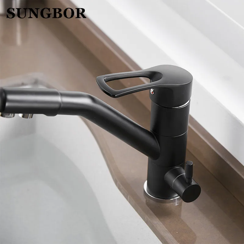  Dual function 3 way water filter Black kitchen faucet marble pure water kitchen faucet 3 way functi - 32916923003