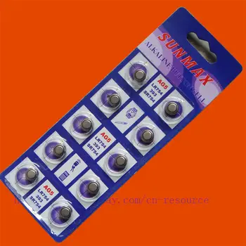 

10PCS AG5 LR754 393 SR754SW alkaline battery SUNMAX