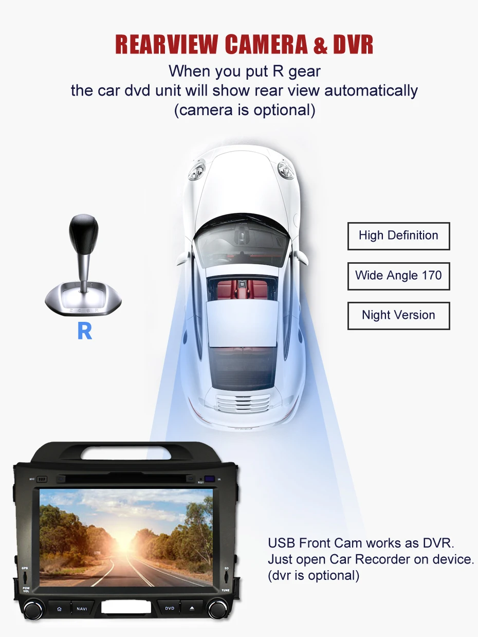 Excellent KANOR Android 9.0 Octa Core 4+32G 2din Car Radio For KIA Sportage 2011 2012 2013 2014 2015 8" IPS Screen Radio Cassette Recorder 5