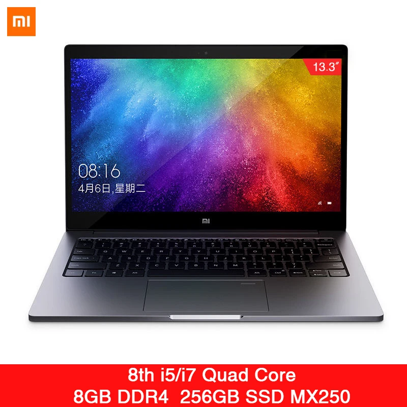 2019 Xiaomi Mi ноутбук Air 13,3 "Ультра-тонкий Intel 8th 4 ядра i5/i7 8 Гб GeForce MX250 256G SSD распознавать отпечатки пальцев на ПК