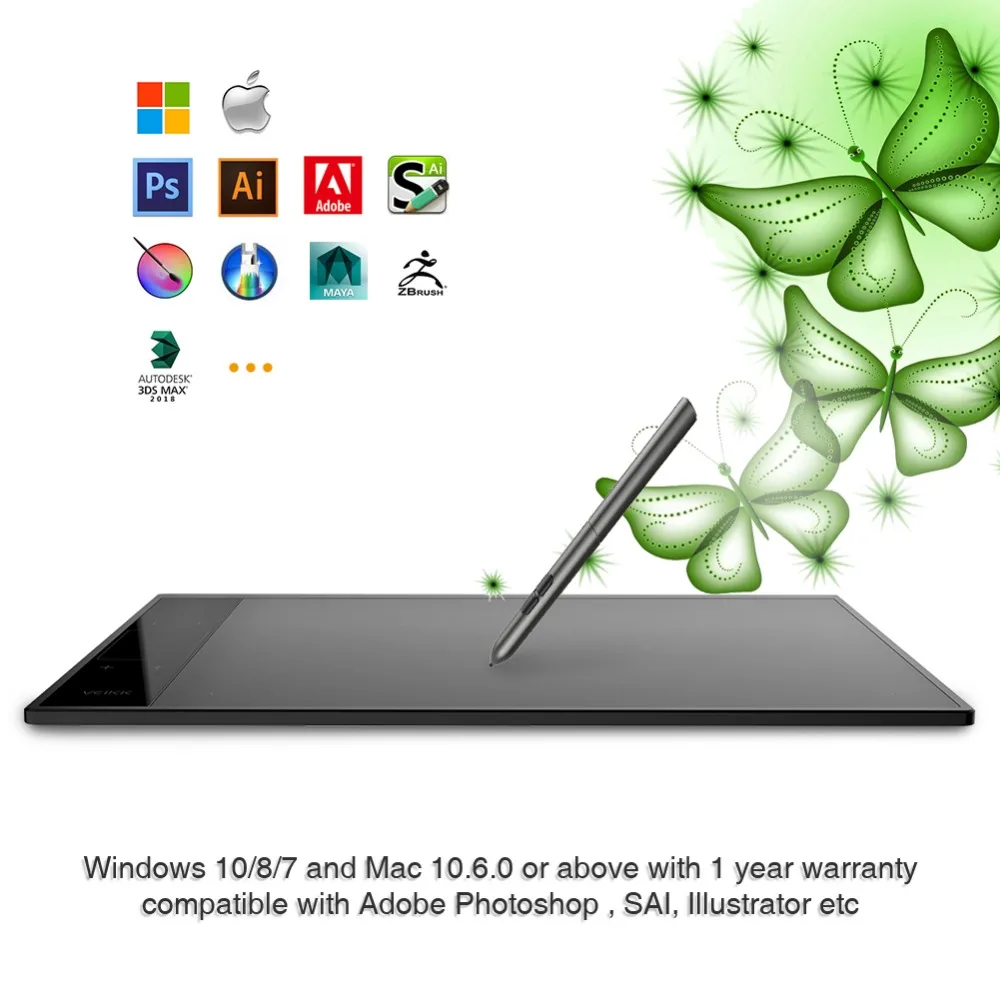  Tableta de dibujo veekk A30 10x6 pulgadas área activa grande tabletas gráficas de dibujo Digital co