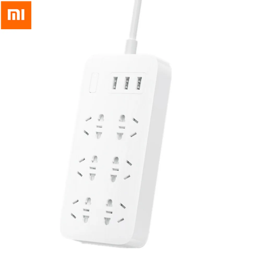 Цена 2 шт. оригинальный mi Сяо mi Smart Розетки 3 USB быстрой зарядки 2.1A 6 Порты Мощность полосы Зарядное устройство для Smart дома
