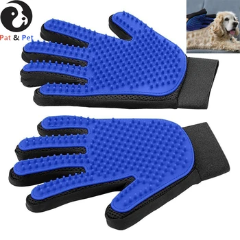 

Pet Grooming Glove - Gentle Deshedding Brush Glove - Efficient Pet Hair Remover Mitt - Enhanced Five Finger Design - 1 Pair